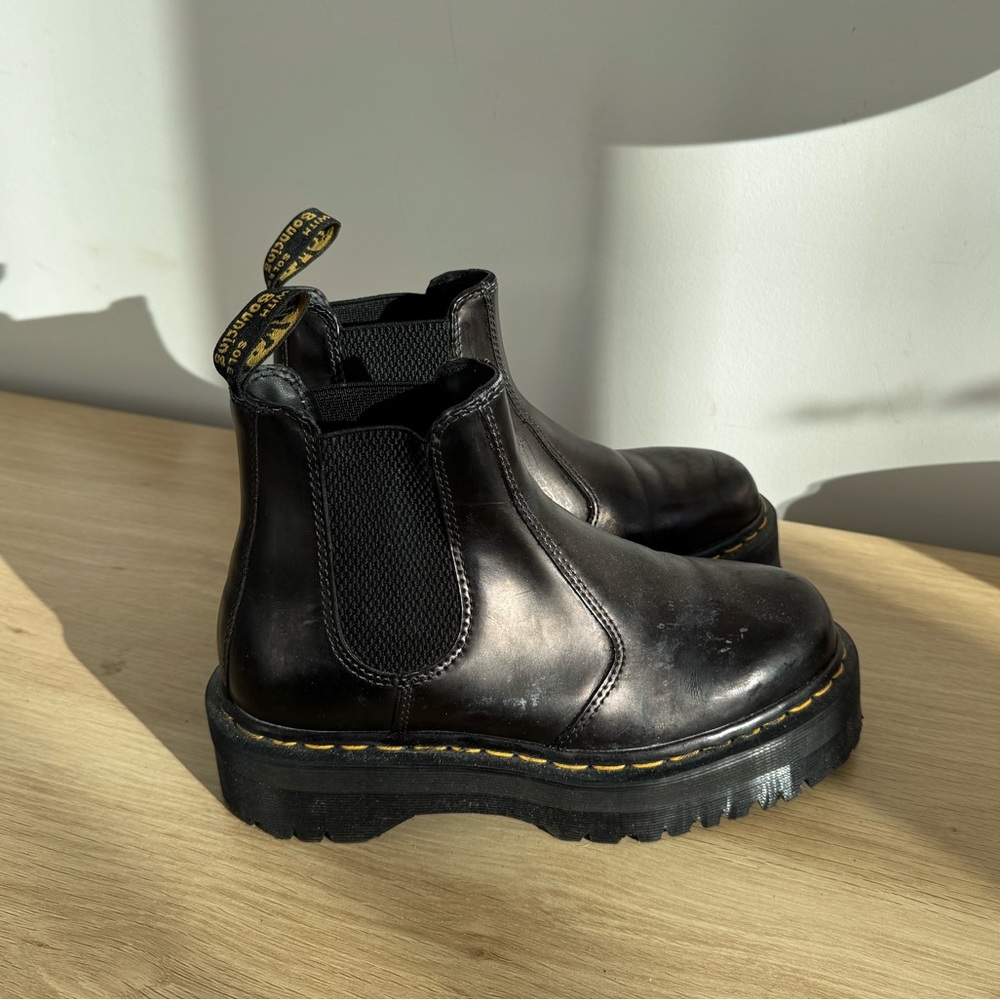 Dr Martens Black Platform Leather Boots